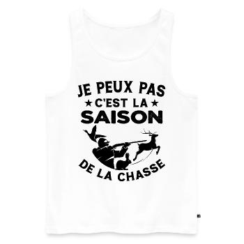 C'est La Saison De La Chasse Humour Chasseur - Débardeur bio Premium Homme - blanc - Devant - AI Model Male 178 light (178cm)
