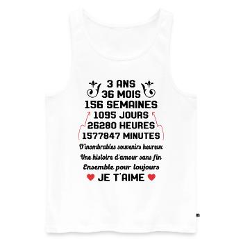 Couple 3 Ans amour Anniversaire de mariage Cadeau - Débardeur bio Premium Homme - blanc - Devant - Michal (187cm)