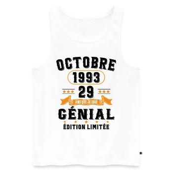29 Ans Anniversaire Vintage Né(e) en Octobre 1993 - Débardeur bio Premium Homme - blanc - Devant - Michal (187cm)