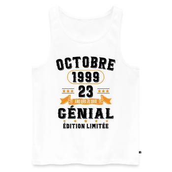 23 Ans Anniversaire Vintage Né(e) en Octobre 1999 - Débardeur bio Premium Homme - blanc - Devant - Michal (187cm)
