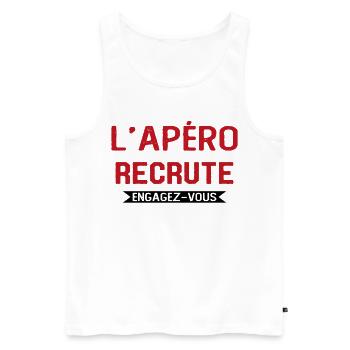 L'apéro Recrute Engagez-vous - Débardeur bio Premium Homme - blanc - Devant - Michal (187cm)
