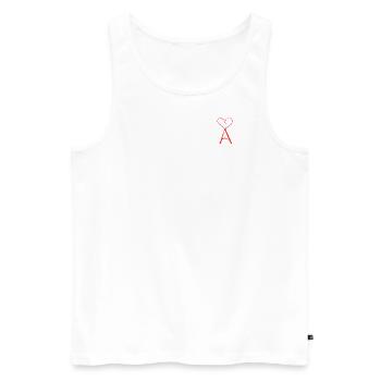 T-shirt en forme de cœur avec « A » – élégant et confortable ! - Débardeur bio Premium Homme - blanc - Devant - Michal (187cm)