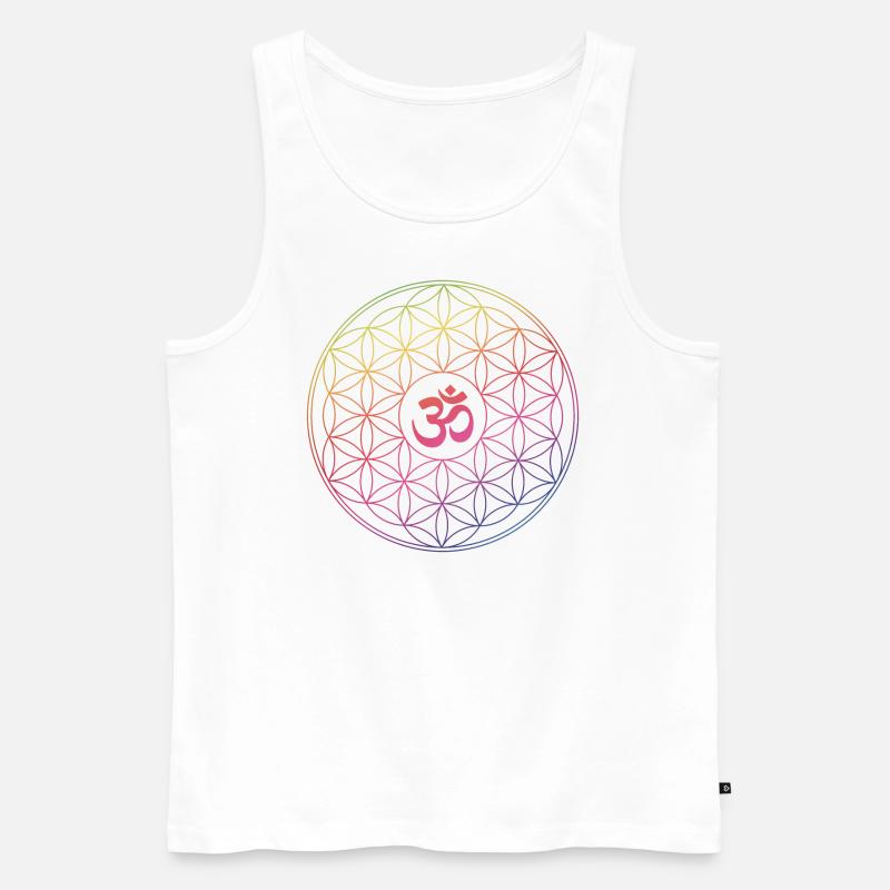 Lebensblume Om Regenogenmuster - Männer Premium Bio Tank Top - Weiß