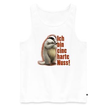 Grimmiger Dachs Die wandernde Nuss - Männer Premium Bio Tank Top - Weiß - Vorne - AI Model Male 178 light (178cm)