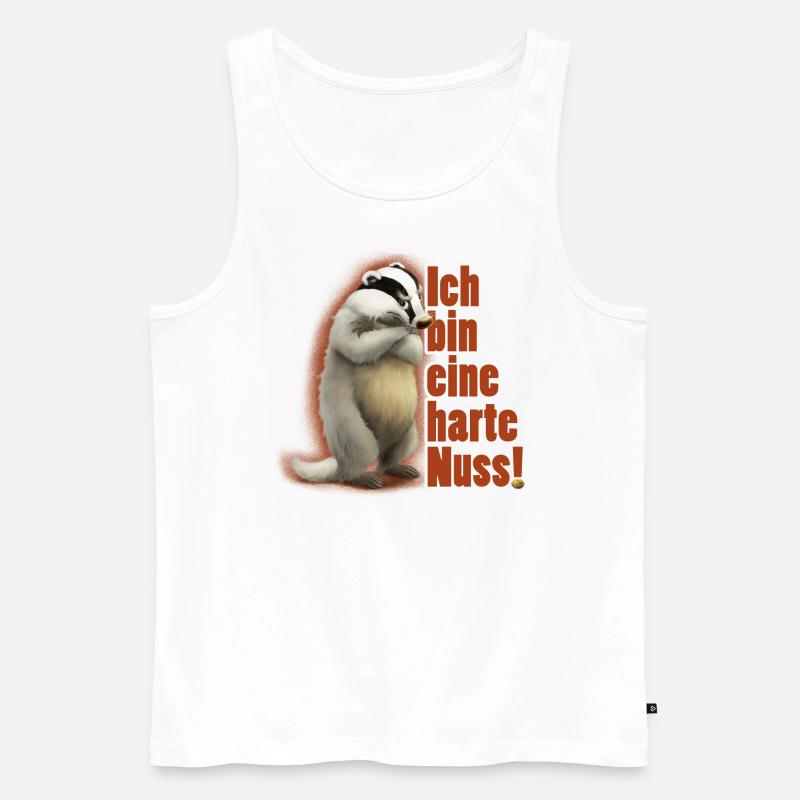 Grimmiger Dachs Die wandernde Nuss - Männer Premium Bio Tank Top - Weiß