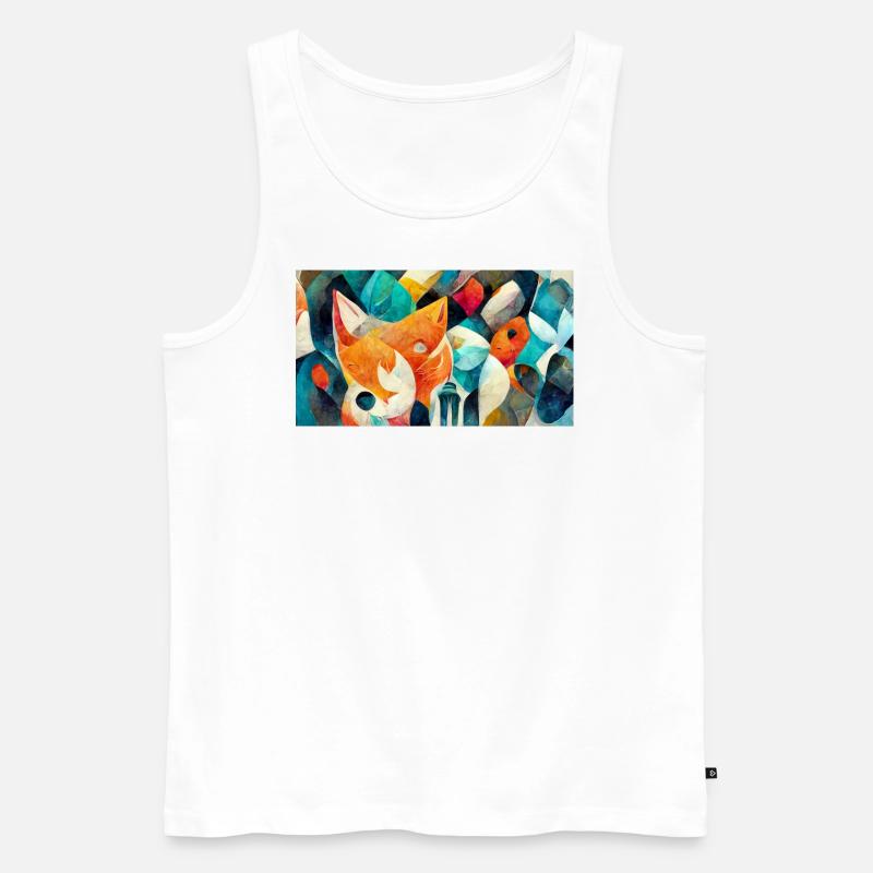 Fox Faces - Abstrakte Tierarten - Männer Premium Bio Tank Top - Weiß