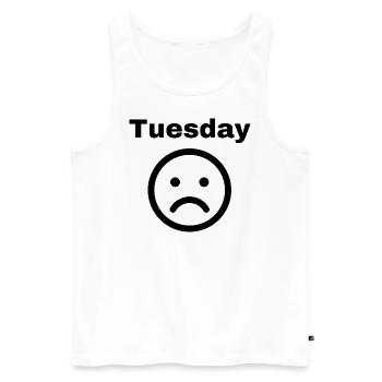 Tuesday D: Witziger Spruch - Männer Premium Bio Tank Top - Weiß - Vorne - Michal (187cm)