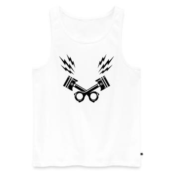 Biker - Männer Premium Bio Tank Top - Weiß - Vorne - AI Model Male 178 light (178cm)