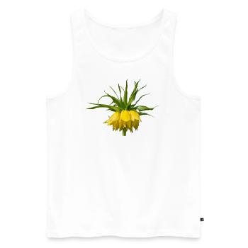 Couronne impériale Fleur de printemps Plante de lys Flore - Débardeur bio Premium Homme - blanc - Devant - AI Model Male 178 light (178cm)