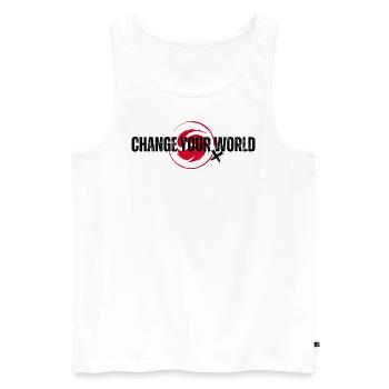 Change your World schwarz - Männer Premium Bio Tank Top - Weiß - Vorne - Michal (187cm)