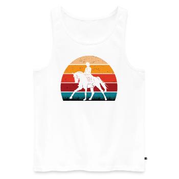 RETRO PFERDEDESIGN I REITEN - Männer Premium Bio Tank Top - Weiß - Vorne - Michal (187cm)
