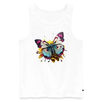 Papillon coloré avec motif d’été de fleur Cartoon - Débardeur bio Premium Homme - blanc - Devant - Michal (187cm)
