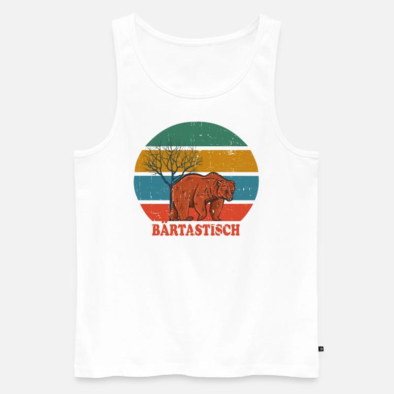 Retro Bear Bärtastisch - Männer Premium Bio Tank Top - Weiß