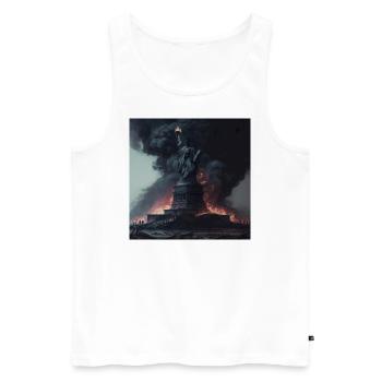 Brennende Freiheitsstatue - Männer Premium Bio Tank Top - Weiß - Vorne - Michal (187cm)