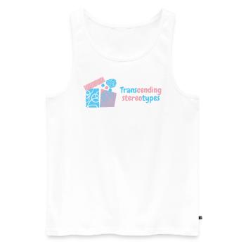 Transcending stereotypes - Trans Transgender LGBTQ - Männer Premium Bio Tank Top - Weiß - Vorne - Michal (187cm)
