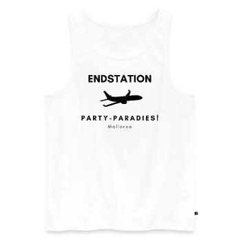 Mallorca: Endstation Party-Paradies! Flugzeug - Männer Premium Bio Tank Top - Weiß - Vorne - Michal (187cm)