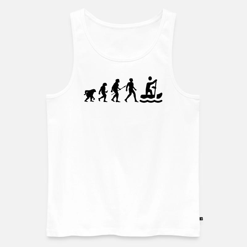 Cooles "Evolution Rudern Shirt“ Design - Männer Premium Bio Tank Top - Weiß