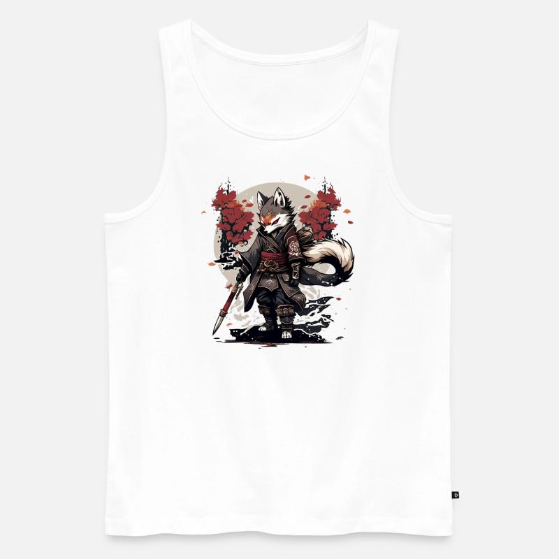 Lonesome Wolf - Männer Premium Bio Tank Top - Weiß
