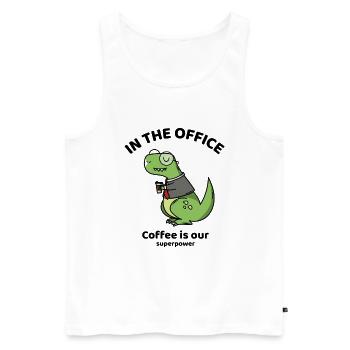 In the office, coffee is our superpower - meme - Männer Premium Bio Tank Top - Weiß - Vorne - Michal (187cm)