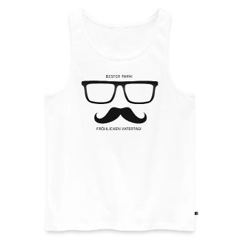 Bester Papa Brille Schnauzbart - Vatertag Geschenk - Männer Premium Bio Tank Top - Weiß - Vorne - Michal (187cm)