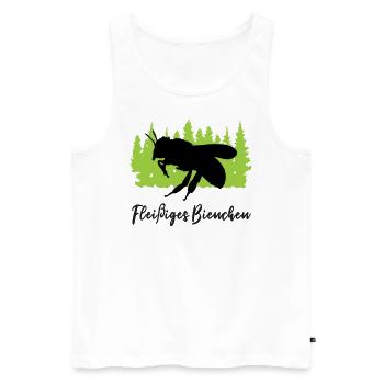 "Fleißiges Bienchen: Immer emsig unterwegs" - Männer Premium Bio Tank Top - Weiß - Vorne - Michal (187cm)