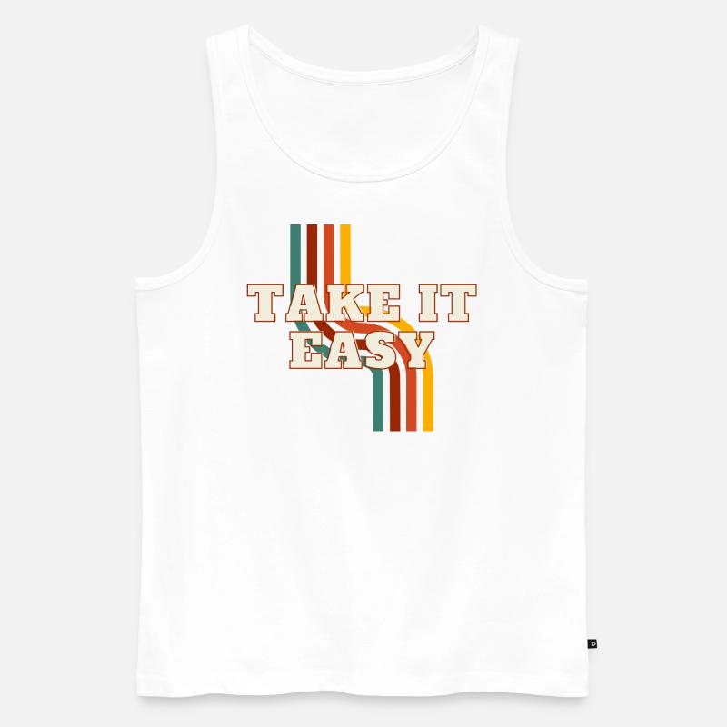 Retro- Take it easy - Männer Premium Bio Tank Top - Weiß