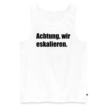 Achtung, wir eskalieren - Männer Premium Bio Tank Top - Weiß - Vorne - AI Model Male 178 light (178cm)