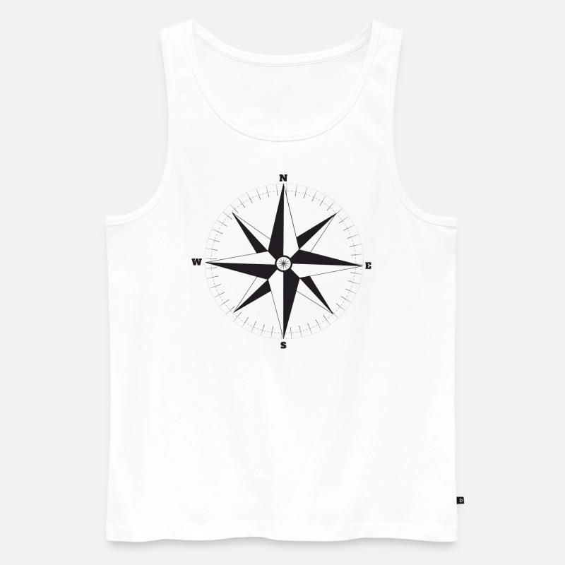 Kompass, Kompass, Kompass schwarz - Männer Premium Bio Tank Top - Weiß