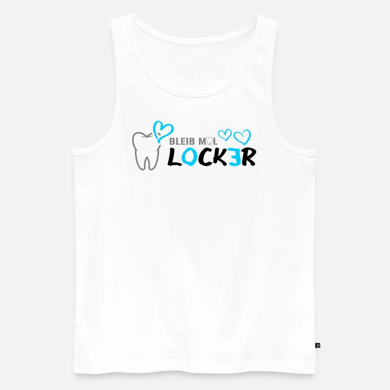 Bleib mal LOCKER - Zahn - Herz - Männer Premium Bio Tank Top - Weiß