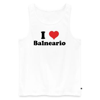 i love Balneario - Men's Premium Organic Tank Top - white - Front - AI Model Male 178 light (178cm)
