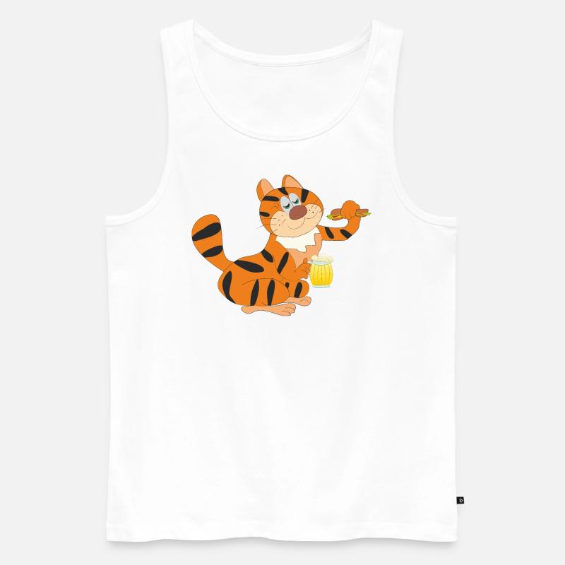 Katze mit einem Glas Bier - Männer Premium Bio Tank Top - Weiß