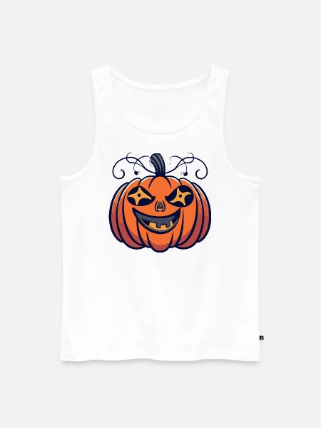 Halloween Funkelnder Halloween-Kürbis - Männer Premium Bio Tank Top - Weiß