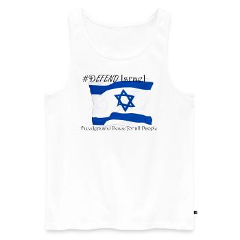 #DEFEND Israel - Freedom and Peace for all People - Männer Premium Bio Tank Top - Weiß - Vorne - AI Model Male 178 light (178cm)