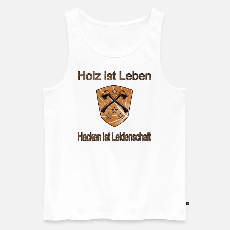 Holz hacken,Echte Männer,Axt - Männer Premium Bio Tank Top - Weiß