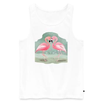 Flamingo Pärchen Mr. & Mrs. aquarell - Männer Premium Bio Tank Top - Weiß - Vorne - Michal (187cm)