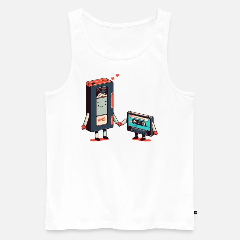 VHS, Komkaktkassette lieben Nostalgie - Männer Premium Bio Tank Top - Weiß