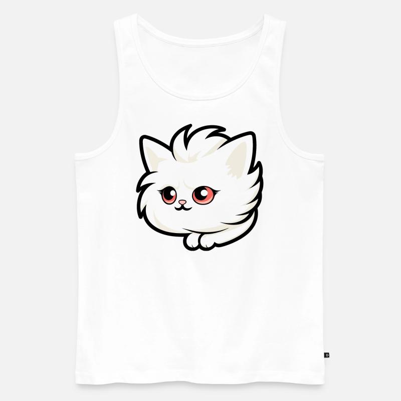 Cat - Männer Premium Bio Tank Top - Weiß
