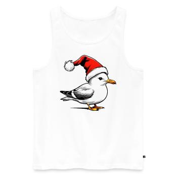 Christmas Seagull with Hat - Men's Premium Organic Tank Top - white - Front - AI Model Male 178 light (178cm)