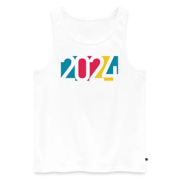 2024 happy new year Jahreszahl Datum Zahl Anno - Männer Premium Bio Tank Top - Weiß - Vorne - Michal (187cm)