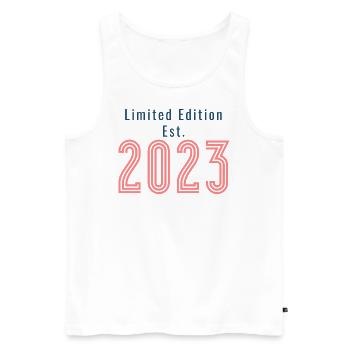 Édition limitée 2023 Anniversaire - Débardeur bio Premium Homme - blanc - Devant - Michal (187cm)