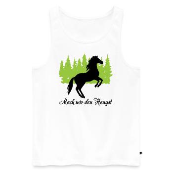 "Mach mir den Hengst: Stolze Männlichkeit" - Männer Premium Bio Tank Top - Weiß - Vorne - Michal (187cm)