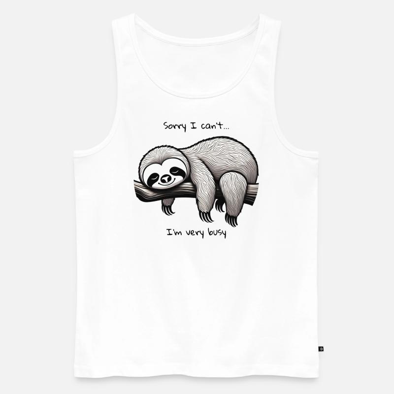 Busy Sloth - Männer Premium Bio Tank Top - Weiß