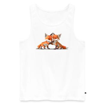 Low-poly Fox Cubs - Männer Premium Bio Tank Top - Weiß - Vorne - AI Model Male 178 light (178cm)