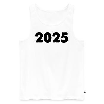 2025 - Männer Premium Bio Tank Top - Weiß - Vorne - Michal (187cm)