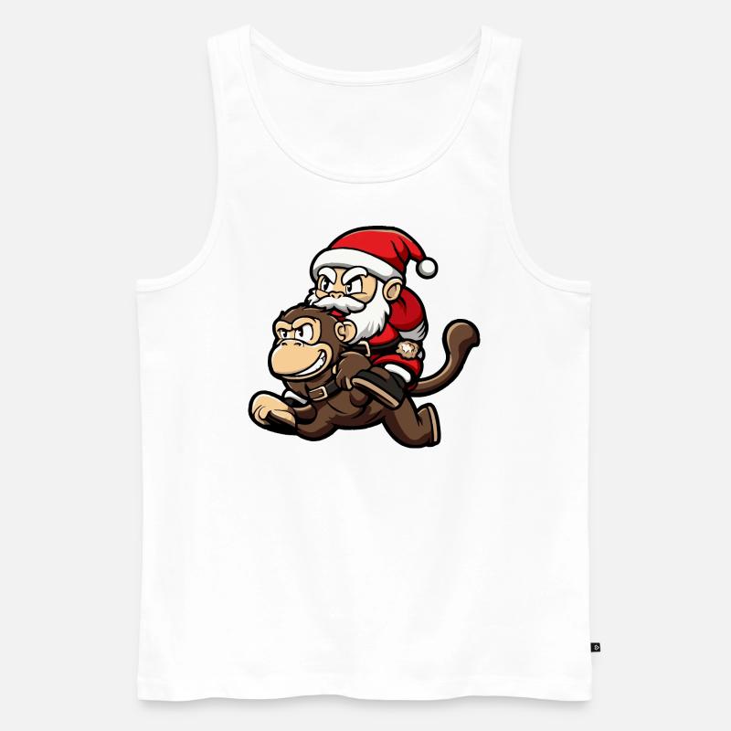 Affe Weihnachtsmann Cartoon - Männer Premium Bio Tank Top - Weiß