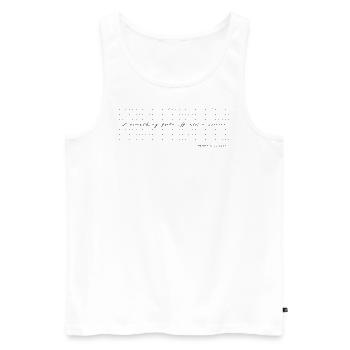 Comma Modern Calligraphy Minimalist Humor b/w - Men's Premium Organic Tank Top - white - Front - Michal (187cm)