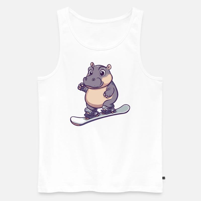 Nilpferde Nilfperd Snowboard Winter - Männer Premium Bio Tank Top - Weiß