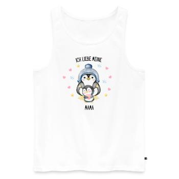 Ich liebe meine Mama Pinguin - Männer Premium Bio Tank Top - Weiß - Vorne - Michal (187cm)