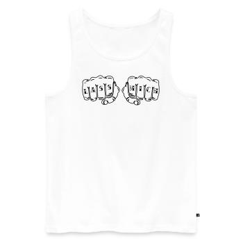 Lass Mich! - Männer Premium Bio Tank Top - Weiß - Vorne - AI Model Male 178 light (178cm)