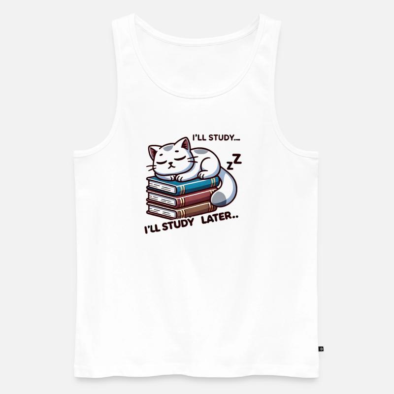 Study Later 😸📚 - Männer Premium Bio Tank Top - Weiß
